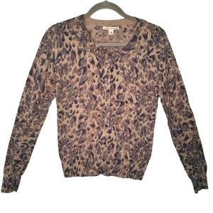 Banana Republic Abstract Animal Print Brushstroke Button Up Cardigan Size Medium